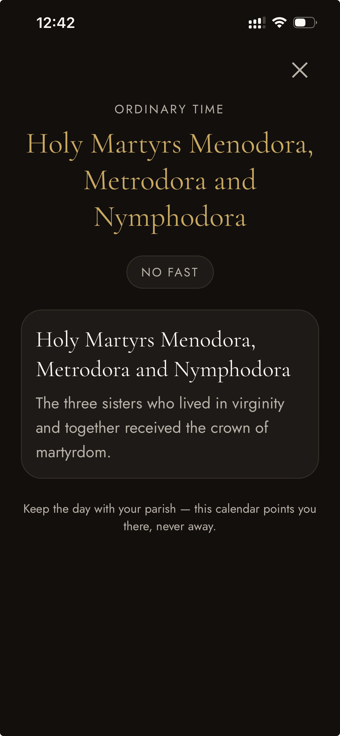 The liturgical day for the chosen tradition